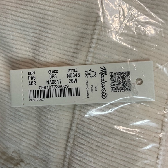 NWT Madewell Emmett 2.0 Wide Leg Corduroy Pants Antique Cream Women’s Plus Sizes - Picture 5 of 10